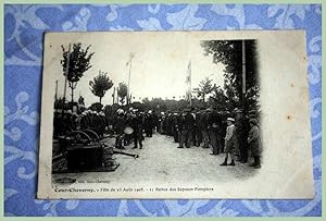 Carte Postale Ancienne - COUR-CHEVERNY Fêtes du 23 Août 1908 - Revue des Sapeurs Pompiers.