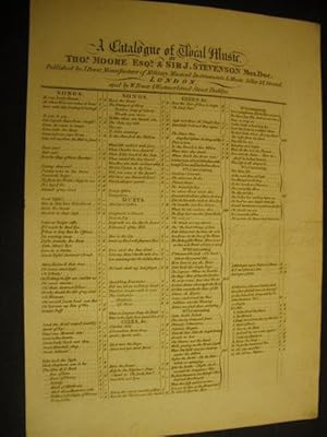 A Catalogue of the Vocal Music Composed by Thos.Moore and Sir J Stevenson