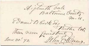 Seller image for Signature and Inscribed Calling Card for sale by Main Street Fine Books & Mss, ABAA