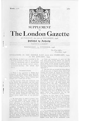 Supplement to The London Gazette of Tuesday, the 12th of November, 1946. Operations in The Middle...