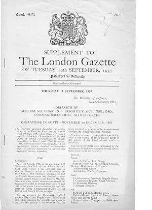 Supplement to The London Gazette of Tuesday,10th September 1957. Operations in Egypt November to ...