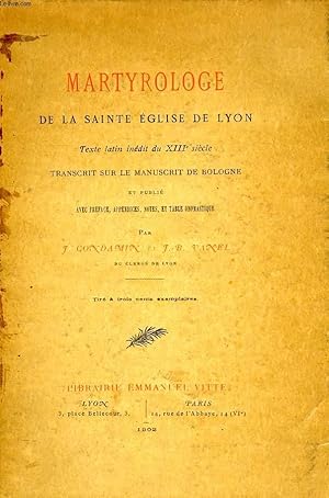 Image du vendeur pour MARTYROLOGE DE LA SAINTE EGLISE DE LYON mis en vente par Le-Livre