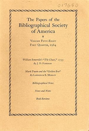 Imagen del vendedor de The Papers of the Bibliographical Society of America: Volume Fifty-Eight (58), No.1 , First Quarter, January-March, 1964 a la venta por Dorley House Books, Inc.