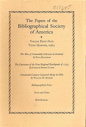 Seller image for The Papers of the Bibliographical Society of America: Volume Fifty-Nine (59), No 3 , Third Quarter, July-September, 1965 for sale by Dorley House Books, Inc.