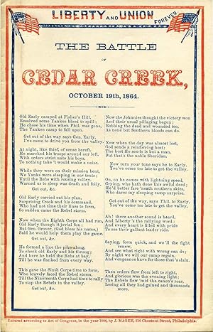 Broadside: THE BATTLE OF CEDAR CREEK, October 19th, 1864.