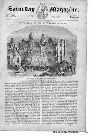 The Saturday Magazine No 702, 16 June 1843 including HARROW SCHOOL,+ HOLDENBY PALACE Northamptons...