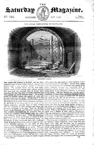 The Saturday Magazine No 725, 21st Oct 1843 including LINITHGOW PALACE, Royal Residence in Scotla...