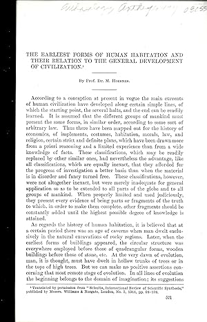 Imagen del vendedor de THE EARLIEST FORMS OF HUMAN HABITATION AND THEIR RELATION TO THE GENERAL DEVELOPMENT OF CIVILIZATION. a la venta por Legacy Books