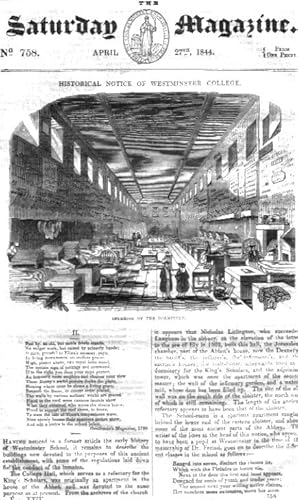 The Saturday Magazine No 758, April 1844 including WESTMINSTER COLLEGE, (pt 2), The OLD CONDUITS ...