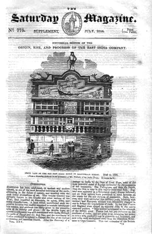The Saturday Magazine Supplement No 775 July 1844 Containing Origin, Rise, and Progress of The EA...
