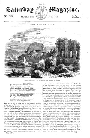 Bild des Verkufers fr The Saturday Magazine No 783 Sept 1844 including The BAY of BAIAE or Baia (in Bay of Naples Italy ), + A TRIP to DOVER (from London.), + Dr John Colet ( Dean of St Paul's). zum Verkauf von Tony Hutchinson