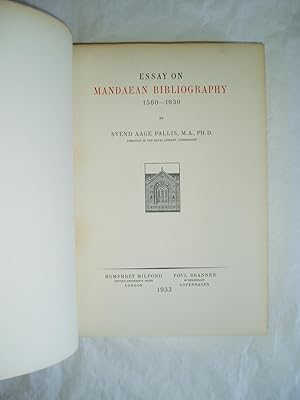 Image du vendeur pour Essay on Mandaean Bibliography 1560 - 1930 mis en vente par Expatriate Bookshop of Denmark