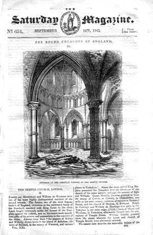 The Saturday Magazine No 654 Sept 1842 including THE ROUND CHURCHES of ENGLAND Pt 3., The TEMPLE ...