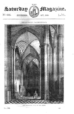 The Saturday Magazine No 666, Nov 1842 including the Cathedral of BEAUVAIS. + PERPETUAL LAMPS.