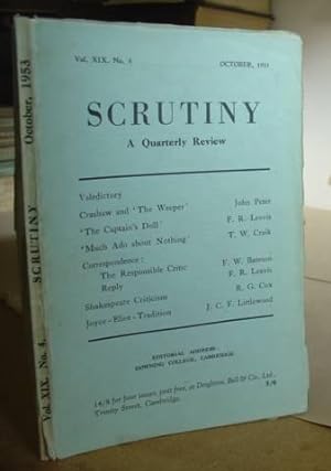 Immagine del venditore per Scrutiny - A Quarterly Review. Volume XIX, N4, October 1953 venduto da Eastleach Books