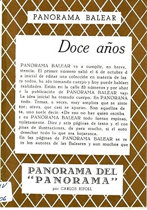 Immagine del venditore per PANORAMA BALEAR Doce Aos venduto da La Bodega Literaria