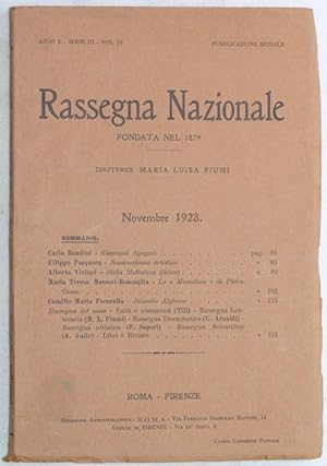 RASSEGNA NAZIONALE ANNO L - SERIE III - VOL. IV NOVEMBRE 1928,