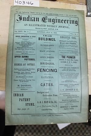 Image du vendeur pour July 15, 1899 Indian Engineering, An Illustrated Weekly Journal vol 26, No. 3 mis en vente par Princeton Antiques Bookshop