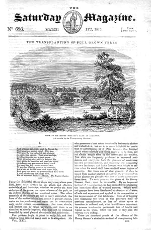 The Saturday Magazine No 686 March 1843 including Transplanting of Fully Grown Trees (pt 1) with ...
