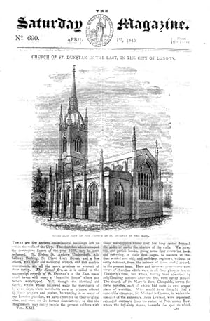 The Saturday Magazine No 690 April 1843 including Church of St Dunstan in the East, London.
