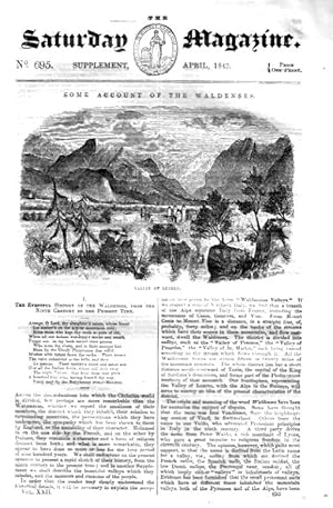 The Saturday Magazine Supplement No 695 April 1843 Containing Some Account of The WALDENSES (pt 1...