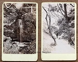 Image du vendeur pour [ 2 x REAL PHOTOS WINTER SCENE WITH MMAN + STREAM FALLING DOWN CRAG WITH PATH ABOVE CARDs UNMOUNTED & NO GLUE TO REAR ] mis en vente par Deightons