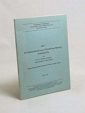 Imagen del vendedor de Schlerbeobachtung, Schlerbeurteilung, Schlerhilfe / von Michael Atzesberger ; E. Hahn a la venta por Versandantiquariat Buchegger