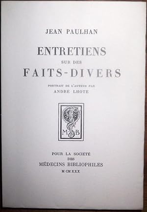 Entretiens sur des faits-divers. Portrait de l'auteur par André Lhote.