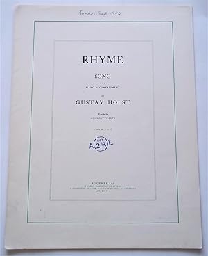 Bild des Verkufers fr Rhyme: Song with Piano Accompaniment By Gustav Holst, Words By Humbert Wolfe (Sheet Music) zum Verkauf von Bloomsbury Books