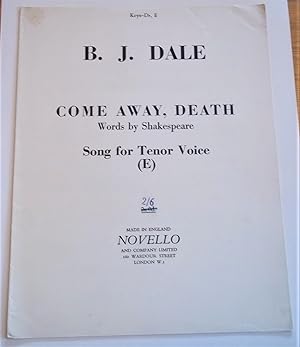 Come Away, Death: Words By Shakespeare, Song for Tenor Voice (E) (Sheet Music)