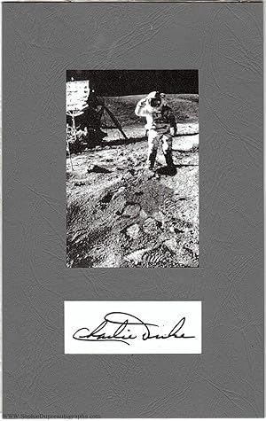 Official photograph in black & white, with facsimile signature 'Charlie Duke', (Charles Moss, b. ...