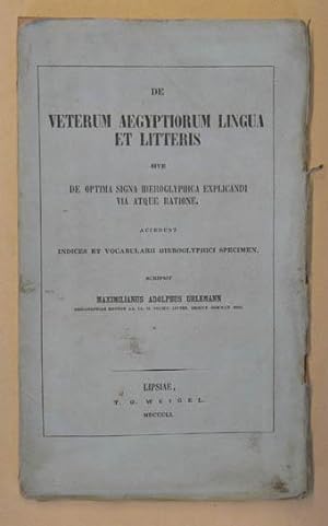 De veterum Aegyptiorum lingua et letteris sive de optima signa hieroglyphica explicandi via atque...