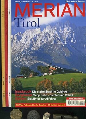 Merian. Konvolut von 4 Heften über Tirol aus verschiedenen Jahren: Heft 2 /57 , Heft 11 / 27 , He...