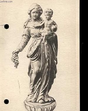 CARTE POSTALE D'UNE STATUE PORTANT UN ENFANT ET UNE GRAPPE DE RAISIN