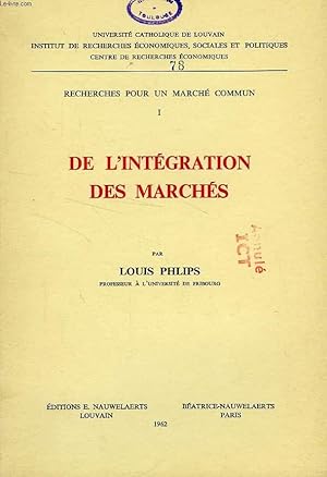 Seller image for DE L'INTEGRATION DES MARCHES for sale by Le-Livre