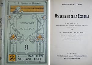 Seller image for Vocabulario de la Economa. Exposicin de la nomenclatura y de los principales conceptos de sta Ciencia. for sale by Hesperia Libros