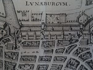 Lunaeburgum (Lüneburg). Kupferstich von Merian, um 1650. 21 x 31 cm.