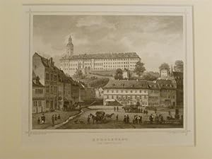 Rudolstadt. Der Marktplatz. Stahlstich von Poppel nach Rohbock. Um 1870. 11 x 15 cm.