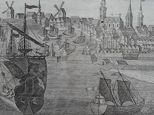Hamburgum. Hamburg. Kupferstich von 2 Platten von J.Ch. Haffner. Augsburg, um 1710. 23 x 65.5 cm.
