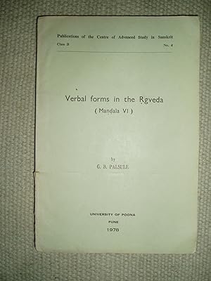 Imagen del vendedor de Verbal Forms in the Rgveda (Mandala VI) a la venta por Expatriate Bookshop of Denmark