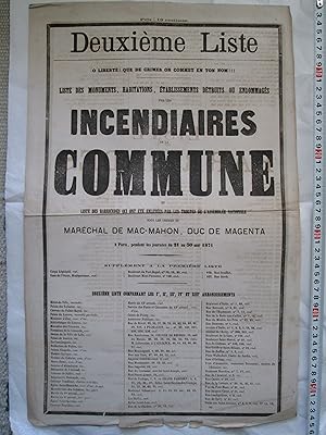 Seller image for Deuxime liste des monuments, habitations, tablissements dtruits ou endommags par les incendiaires de la Commune,.,. for sale by Expatriate Bookshop of Denmark