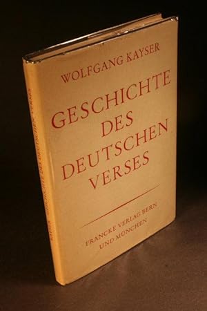 Seller image for Geschichte des deutschen Verses. Zehn Vorlesungen fr Hrer aller Fakultten. for sale by Steven Wolfe Books