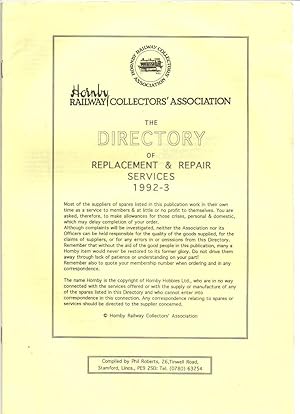 Seller image for The Directory of Replacement & Repair 1992-3. The Hornby Railway Collectors Association. for sale by Tony Hutchinson