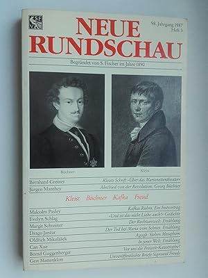 Seller image for Neue Rundschau - 98.Jahrgang 1987, Heft 3. Kleist, Bchner Kafka, Freud for sale by Bildungsbuch