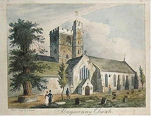 Imagen del vendedor de Abergavenny Church. Original hand coloured aquatint etching a la venta por Roz Hulse