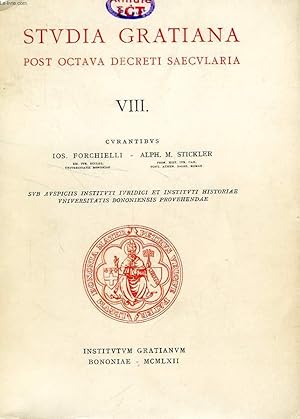 Imagen del vendedor de STUDIA GRATIANA POST OCTAVA DECRETI SAECULARIA, COLLECTANEA HISTORIAE IURIS CANONICI, TOMUS VIII a la venta por Le-Livre