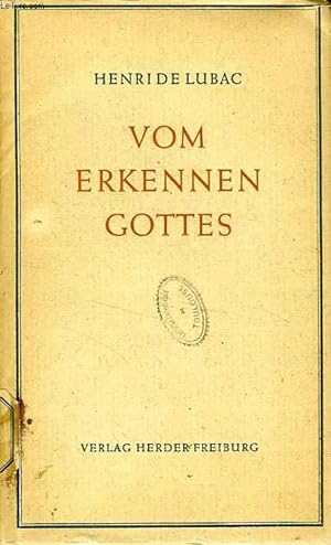 Immagine del venditore per VOM ERKENNEN GOTTES venduto da Le-Livre