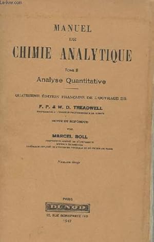 Seller image for MANUEL DE CHIMIE ANALYTIQUE TOME II - ANALYSE QUANTATIVE for sale by Le-Livre