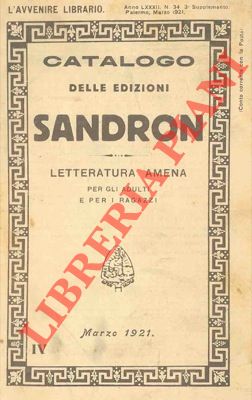 Catalogo delle edizioni Sandron. Letteratura amena. Marzo 1921.