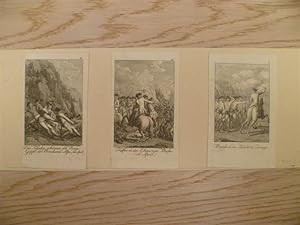 Konvolut von 3 kleinen Kupferstichen von Schlachten (von Chodowiecki?), um 1800. Jeweils 8,4 x 5,...